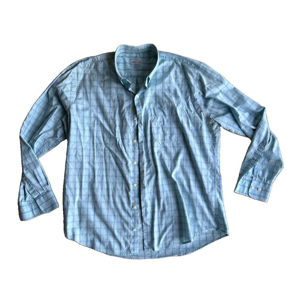 Peter Millar Summer Comfort Shirt Men XL  Pastels Tattersall Check Nylon Stretch